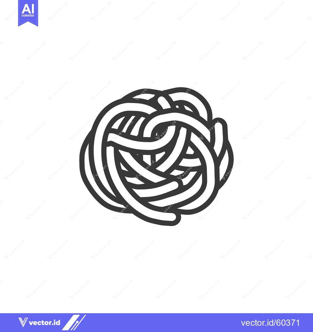 Premium Vector of A tangled mass of spaghetti noodles rests on a white background