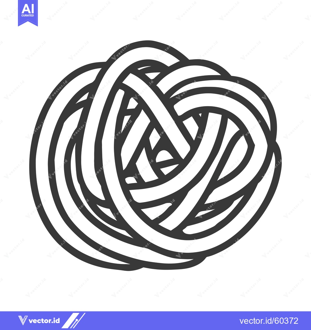 Premium Vector dari A tangled mass of pasta noodles forms a circular shape