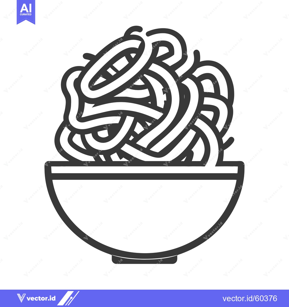 Premium Vector of A Bowl of Noodles A Simple Line Drawing