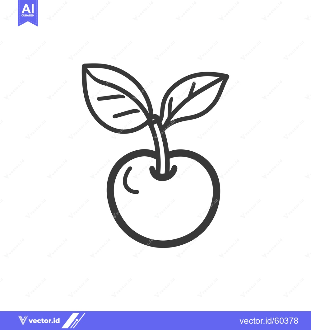 Premium Vector dari A Simple Line Drawing Of A Single Cherry