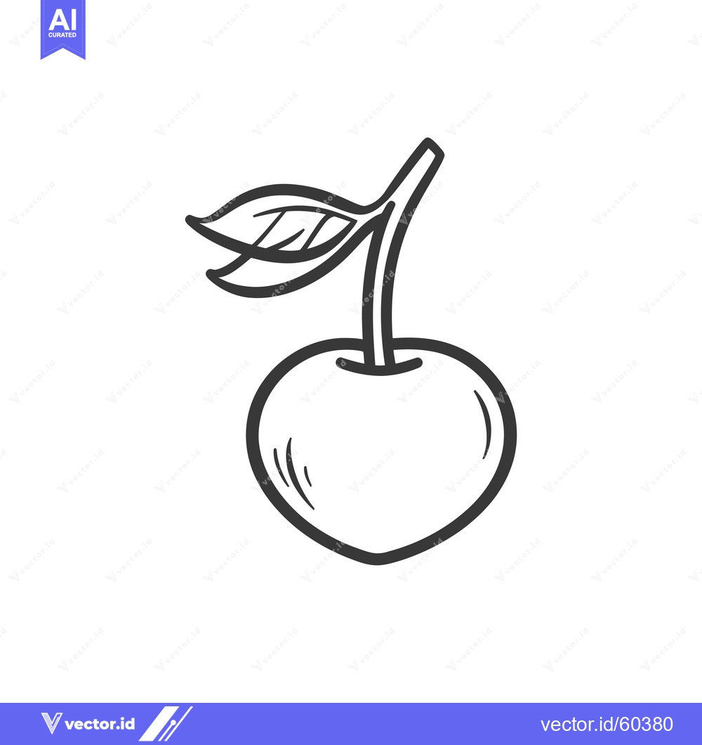 Premium Vector dari A Simple Line Drawing Of A Single Cherry