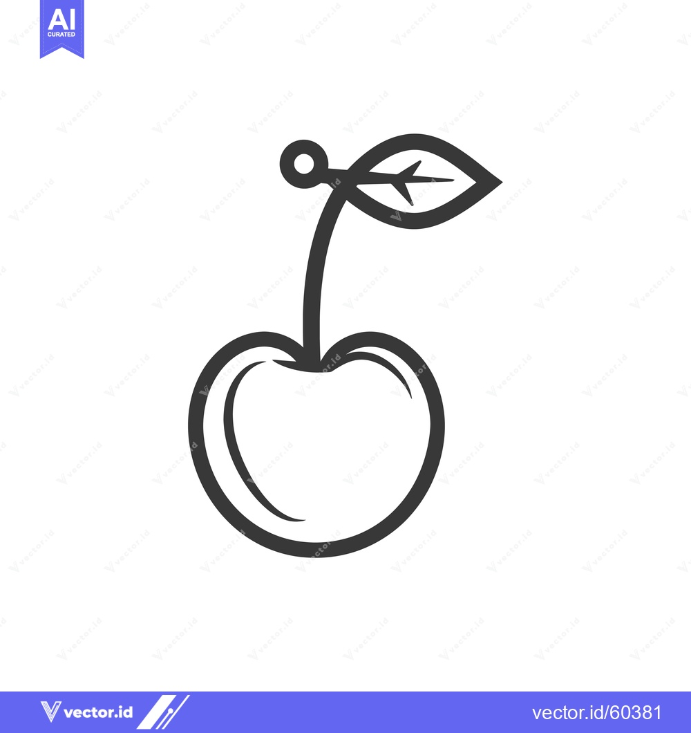 Premium Vector dari Simple Line Drawing Of A Single Cherry