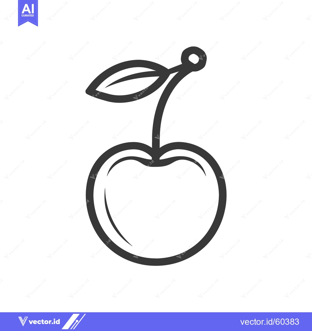 Premium Vector dari A Simple Line Drawing Of A Single Cherry