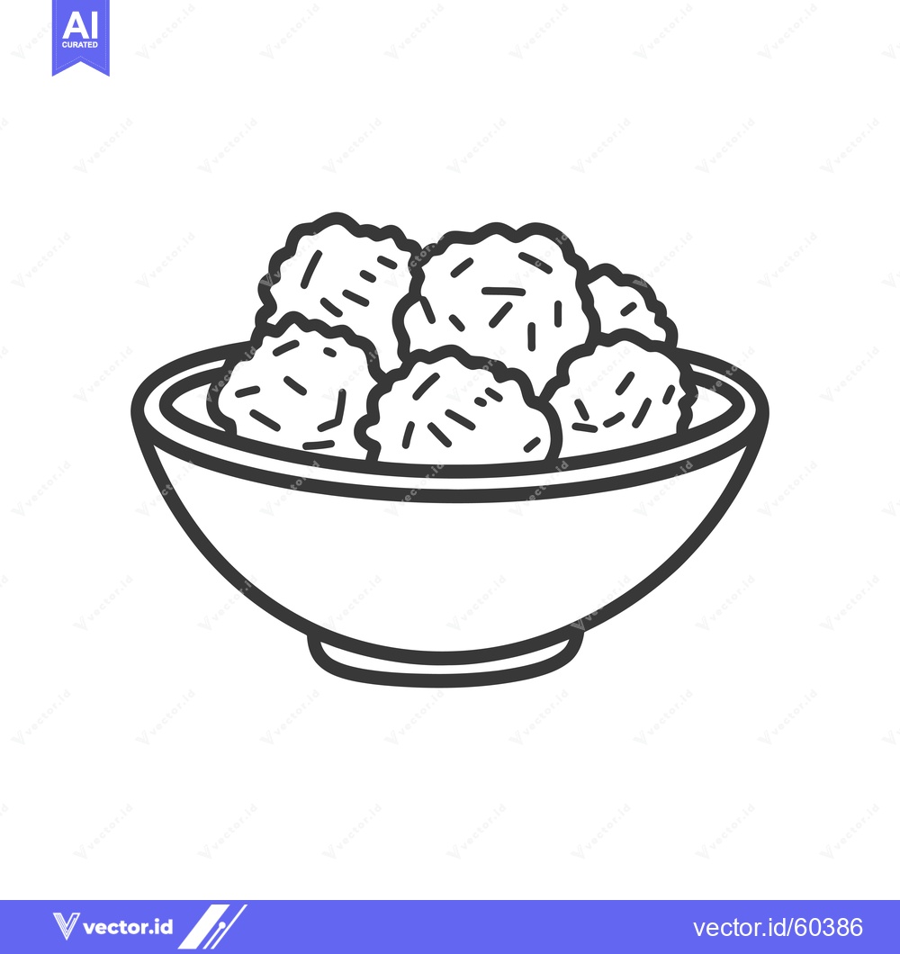 Premium Vector dari A Bowl of Round Food Items Resembling Meatballs