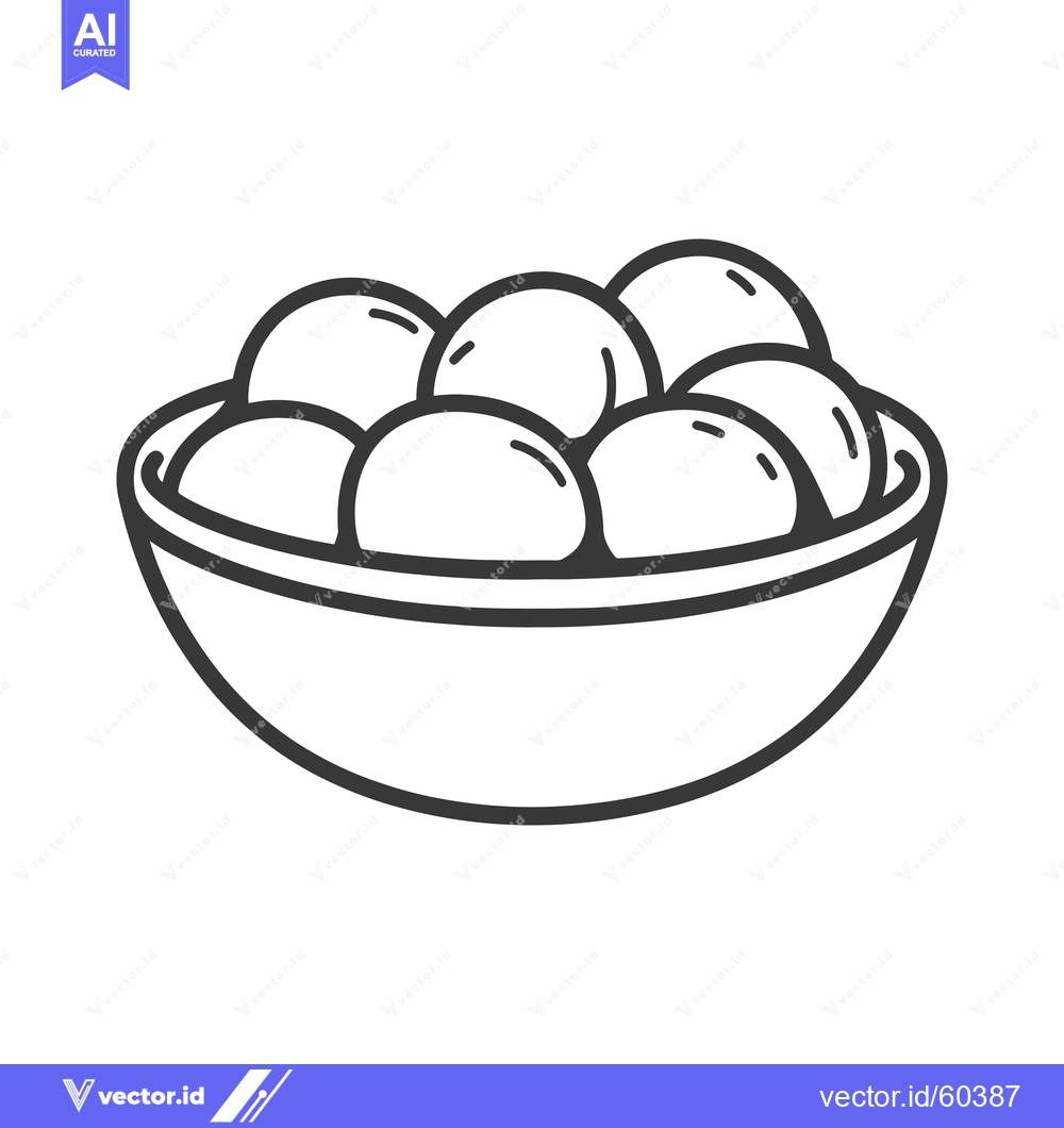 Premium Vector dari A bowl of round objects sits on a white background