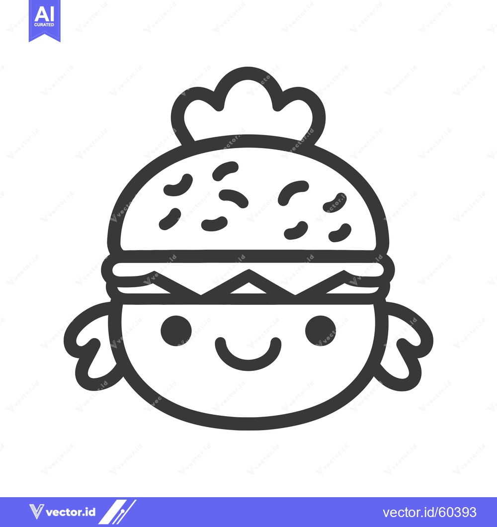 Premium Vector of Happy Burger Character Wearing a Crown