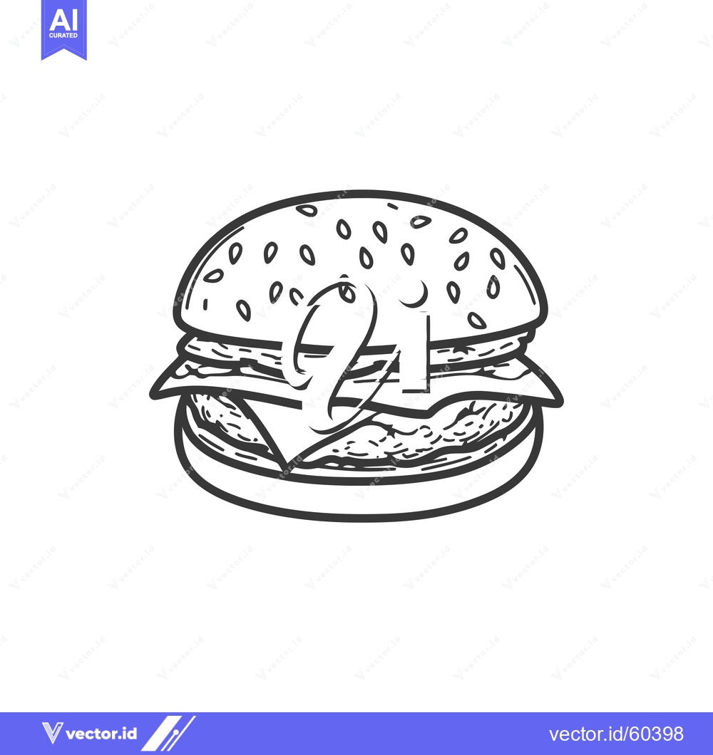 Premium Vector dari Delicious Sesame Seed Burger With Cheese And Patty