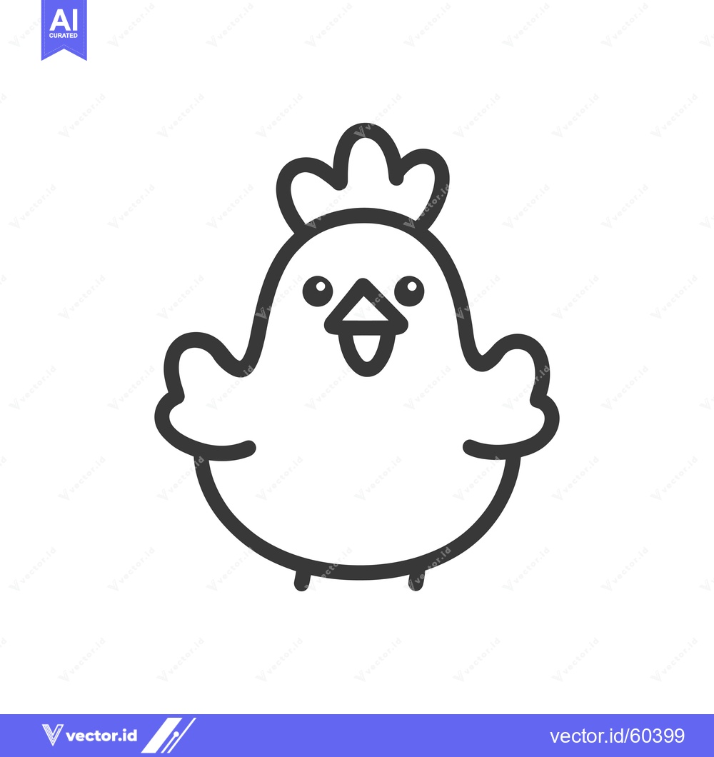 Premium Vector of A Simple Line Drawing Of A Happy Chick