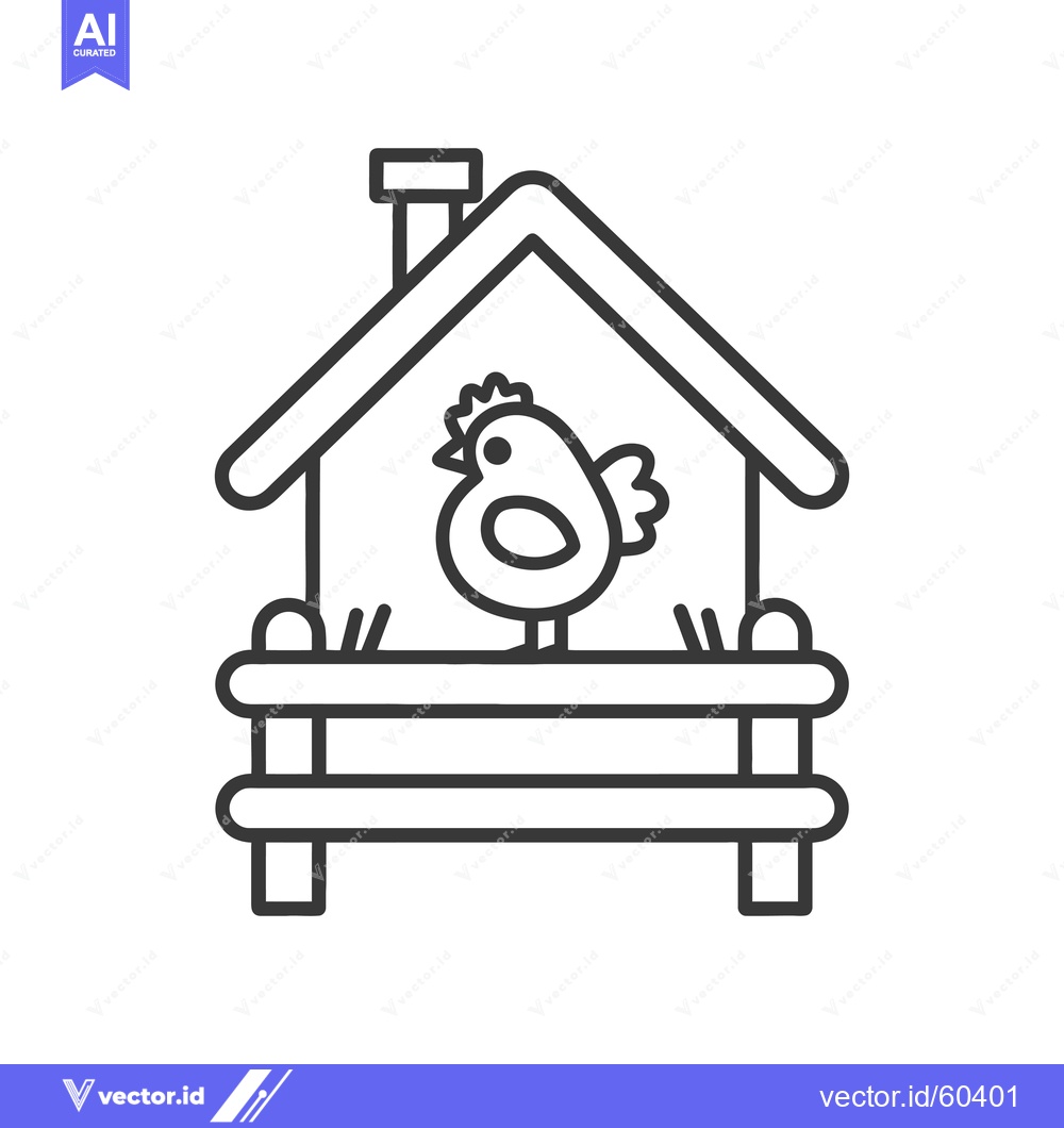 Premium Vector of A Simple Line Drawing Of A Chicken Coop