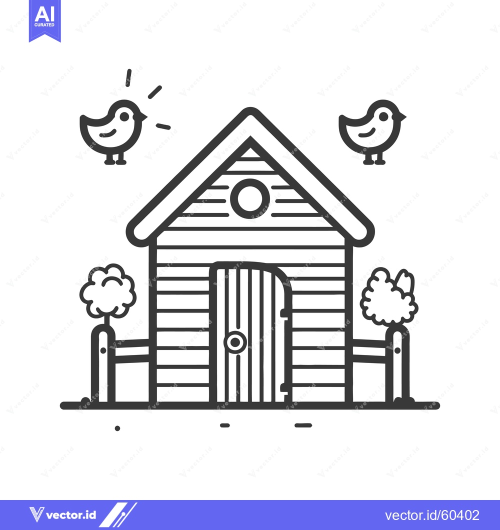 Premium Vector dari A charming birdhouse with two birds and small trees