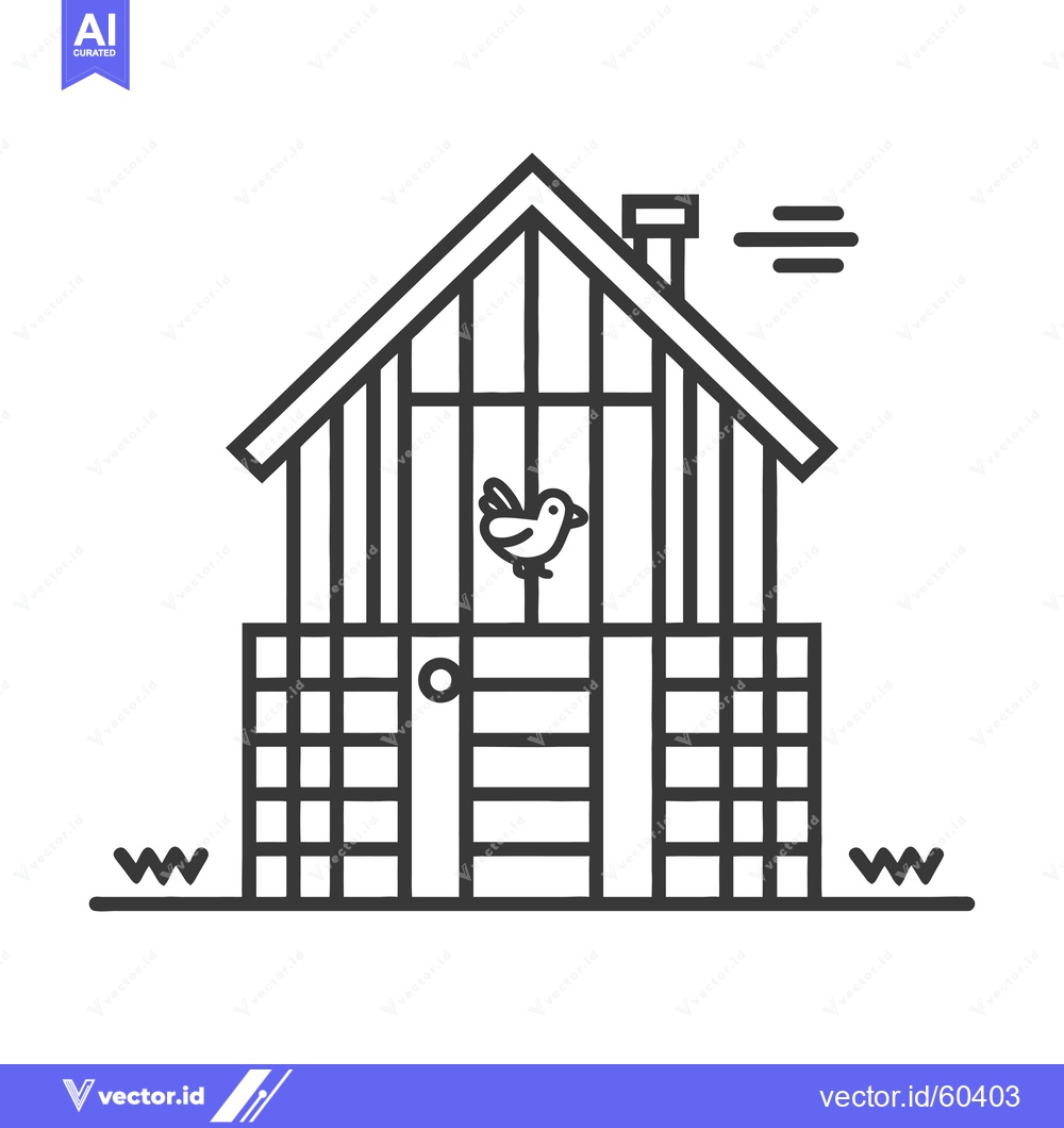 Premium Vector dari Simple Line Drawing Of A Birdhouse With A Bird Inside