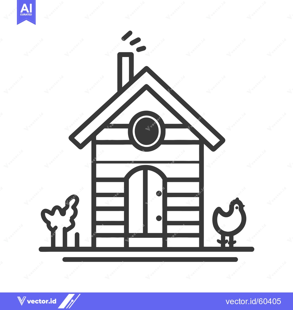 Premium Vector dari Simple Line Drawing Of A Chicken Coop