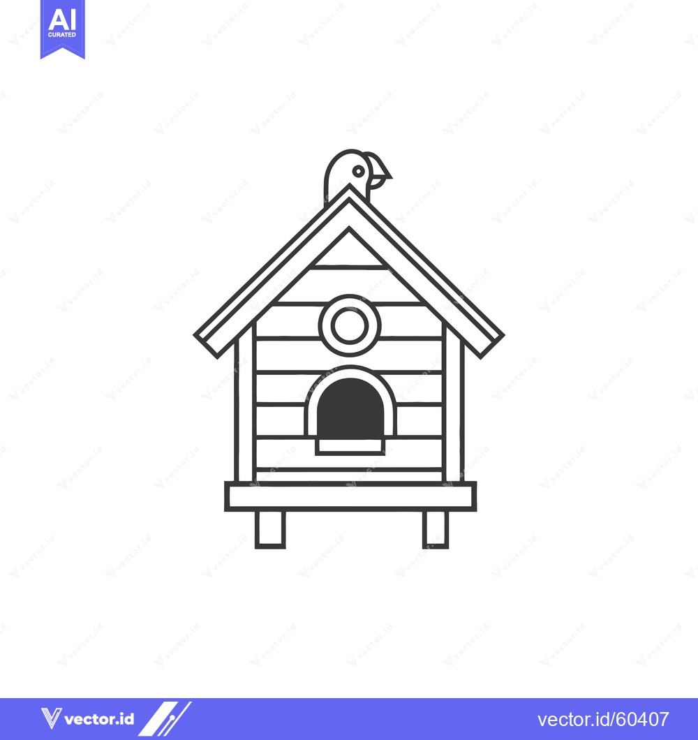 Premium Vector of A Simple Line Drawing Of A Birdhouse With A Bird On Top