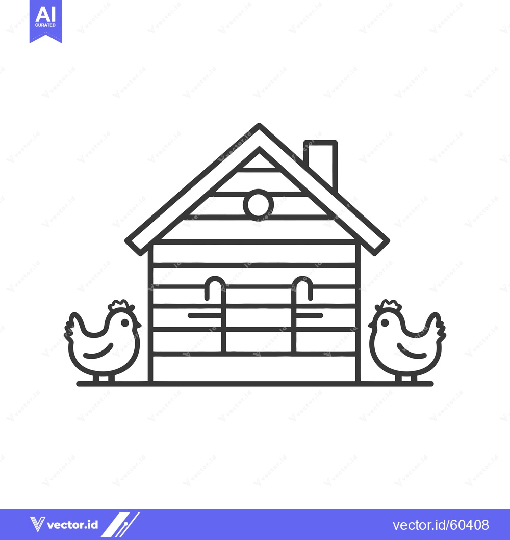 Premium Vector of Wooden Chicken Coop House With Two Chickens
