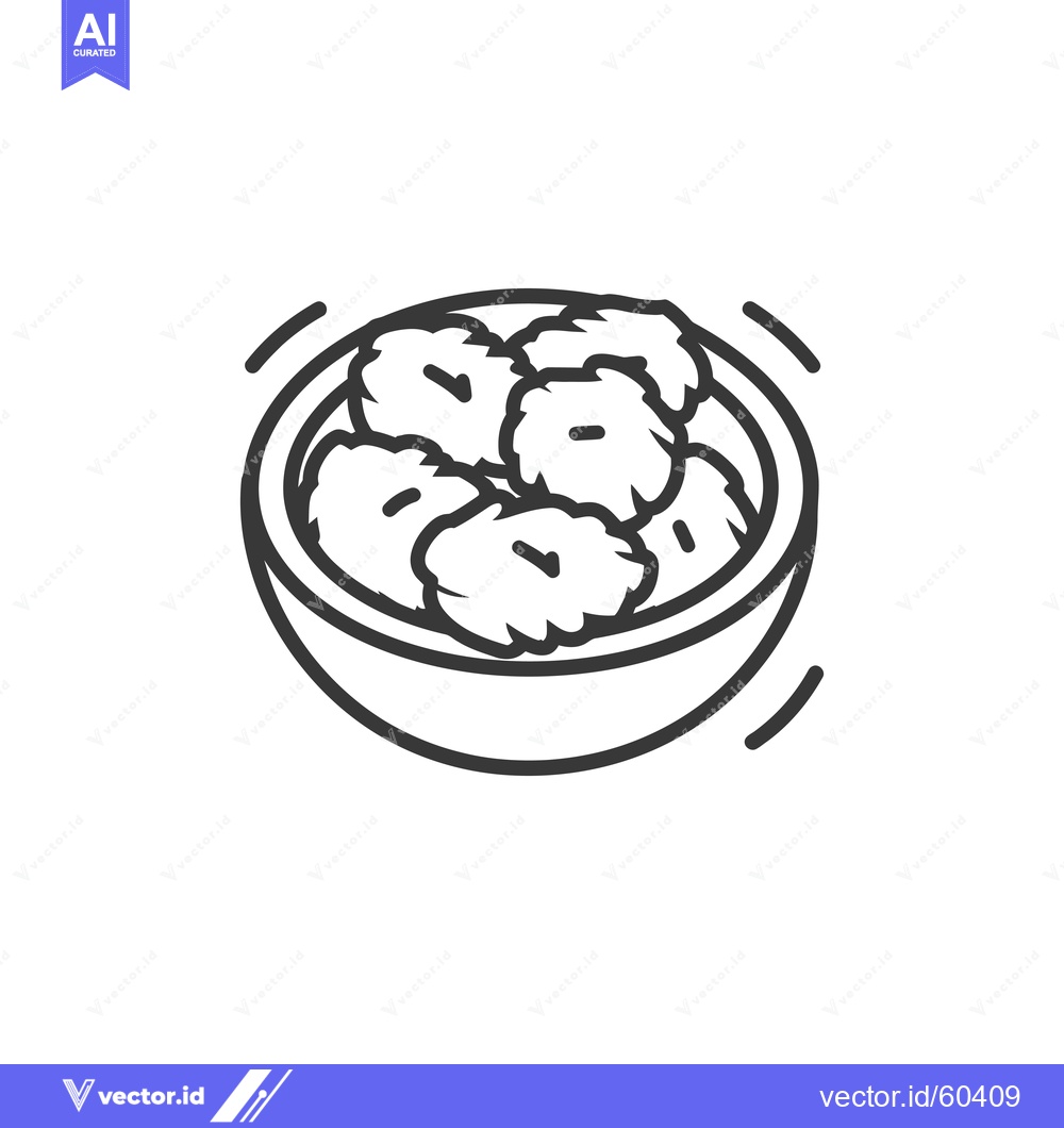 Premium Vector of A Bowl of Meatballs A Simple Line Drawing