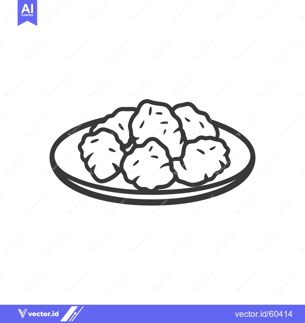 Premium Vector of A plate of fried chicken nuggets is shown
