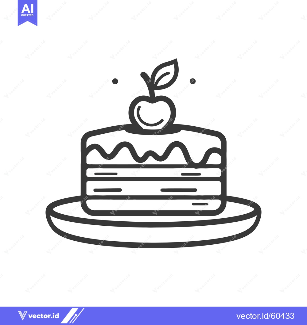 Premium Vector dari A layered cake with cherry topping on a plate