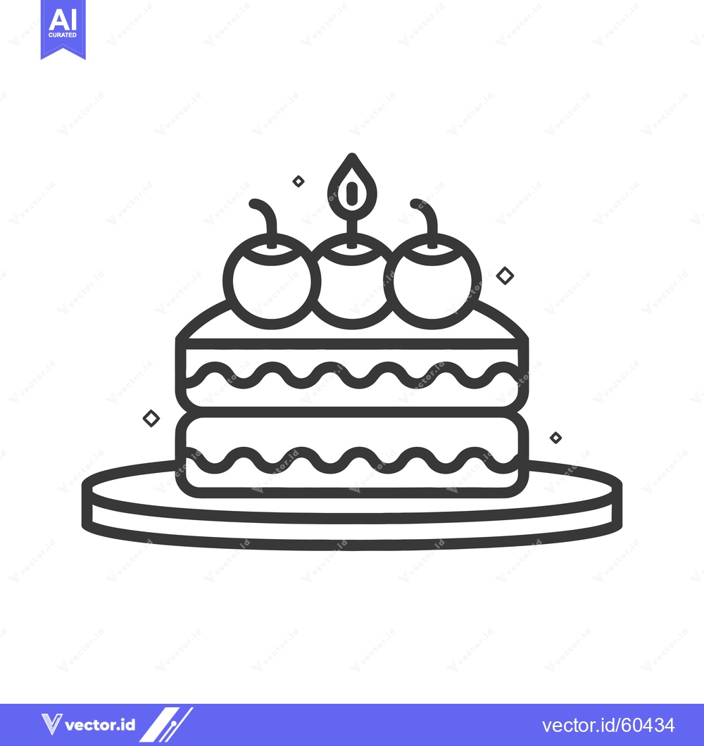 Premium Vector dari A Delicious Two Layered Cake With Cherries And A Candle