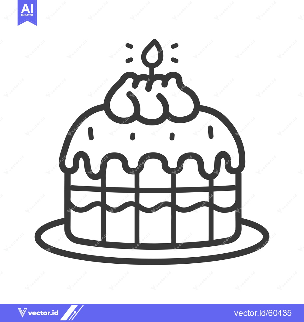 Premium Vector dari A delicious layered birthday cake with a single candle