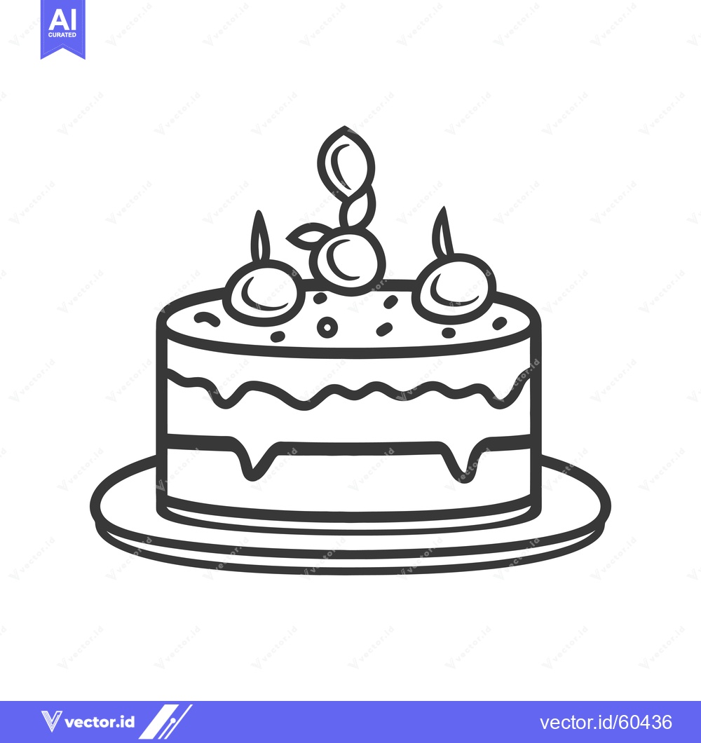 Premium Vector dari Delicious Birthday Cake With Berries And Candles