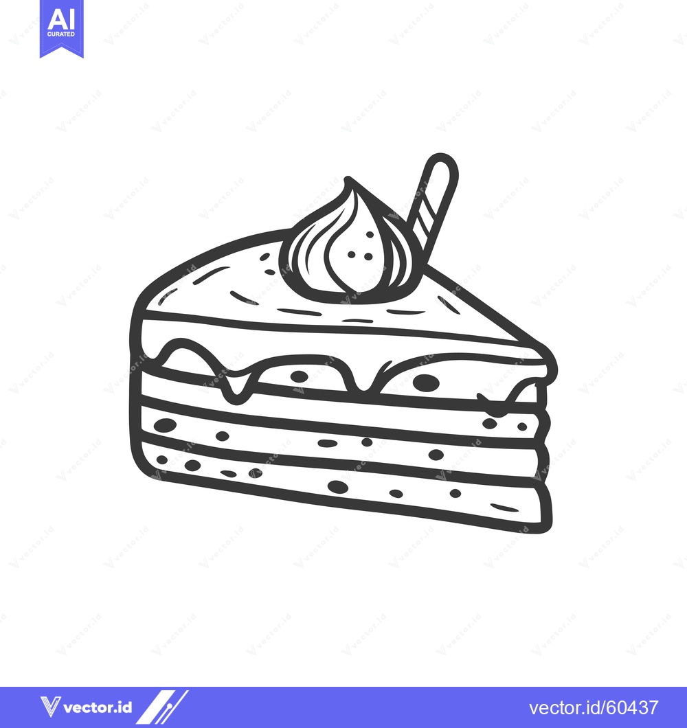 Premium Vector dari Delicious layered cake slice with cream topping