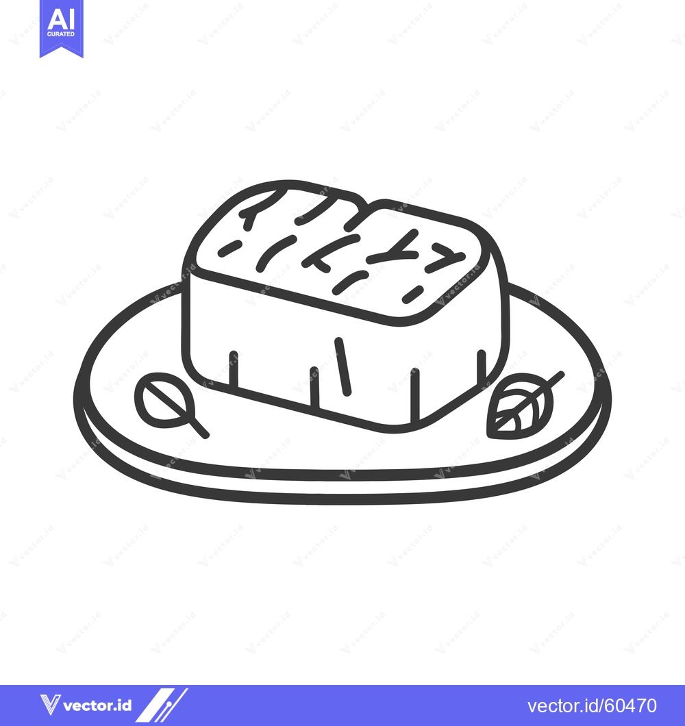Premium Vector of Grilled Steak Served on Oval Plate with Garnish