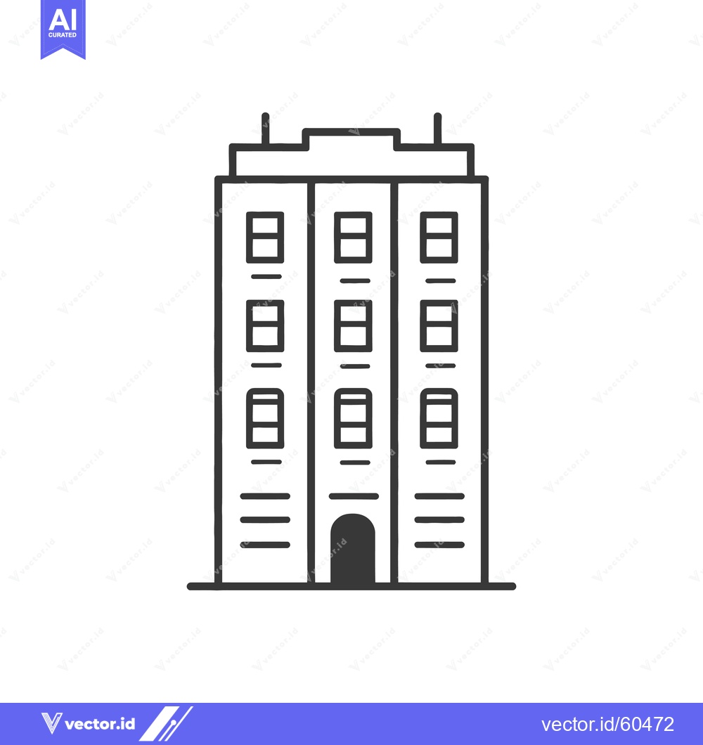 Premium Vector dari Simple Line Drawing of a Multistory Building
