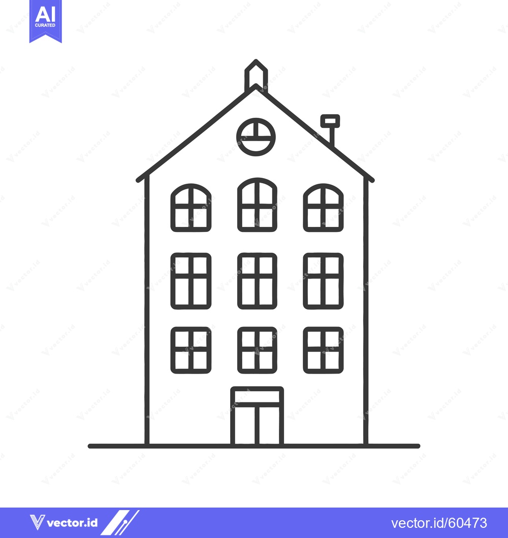 Premium Vector dari Simple Line Drawing of a Multi Story Building