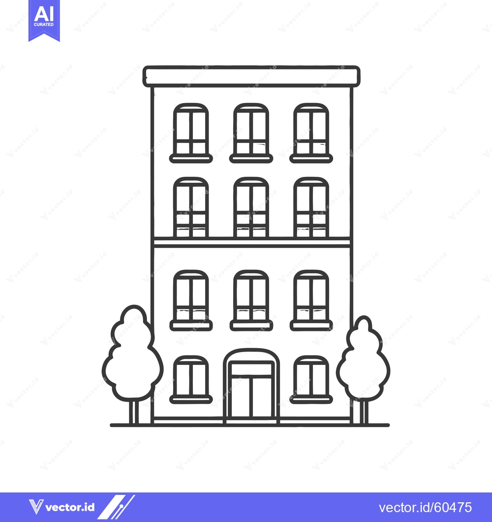 Premium Vector of Apartment building illustration with trees nearby