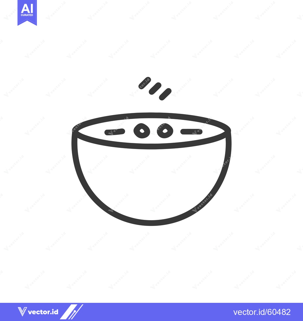 Premium Vector dari A Simple Line Drawing Of A Bowl Of Hot Soup