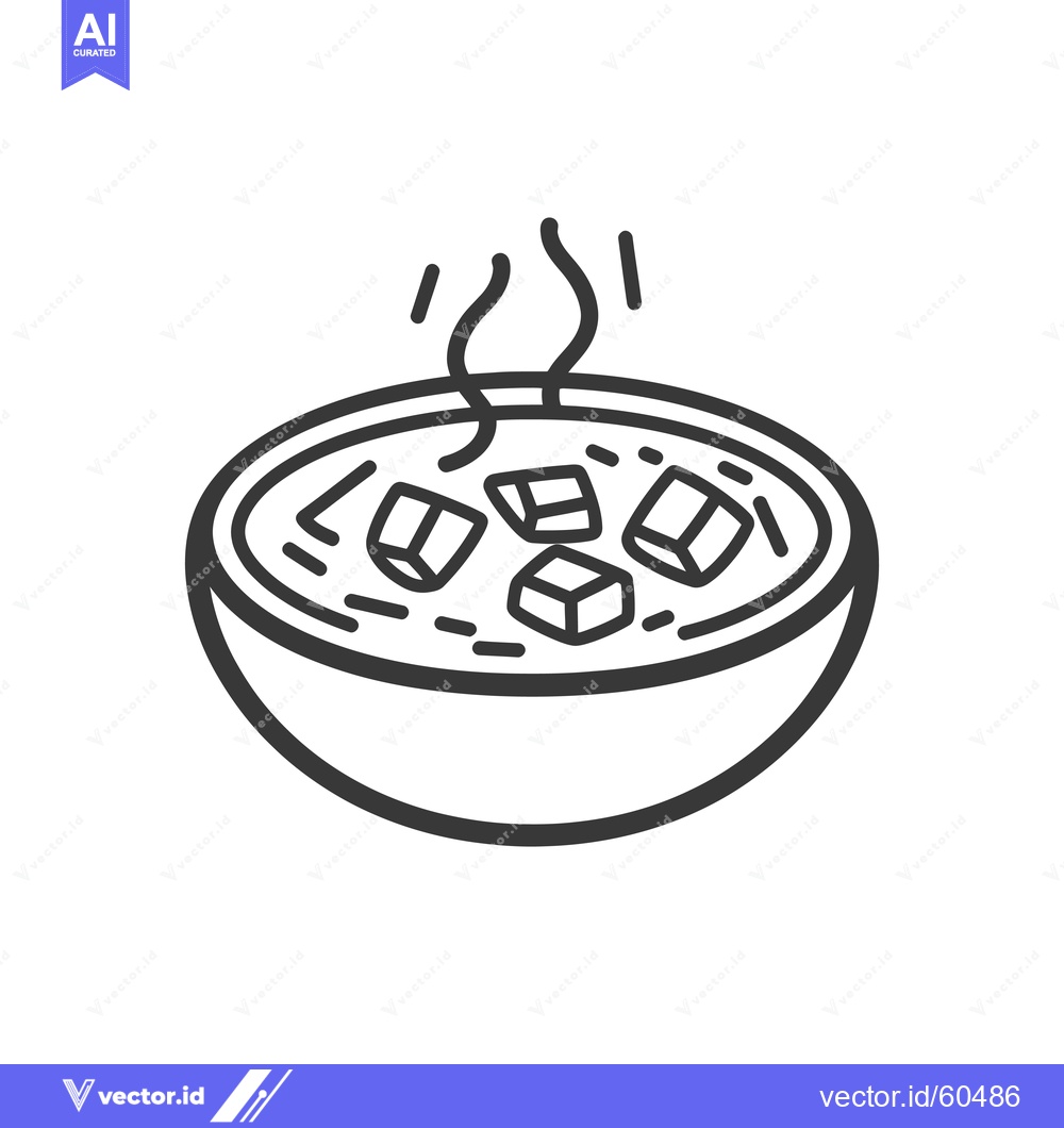 Premium Vector of Steaming bowl of soup with cubed ingredients