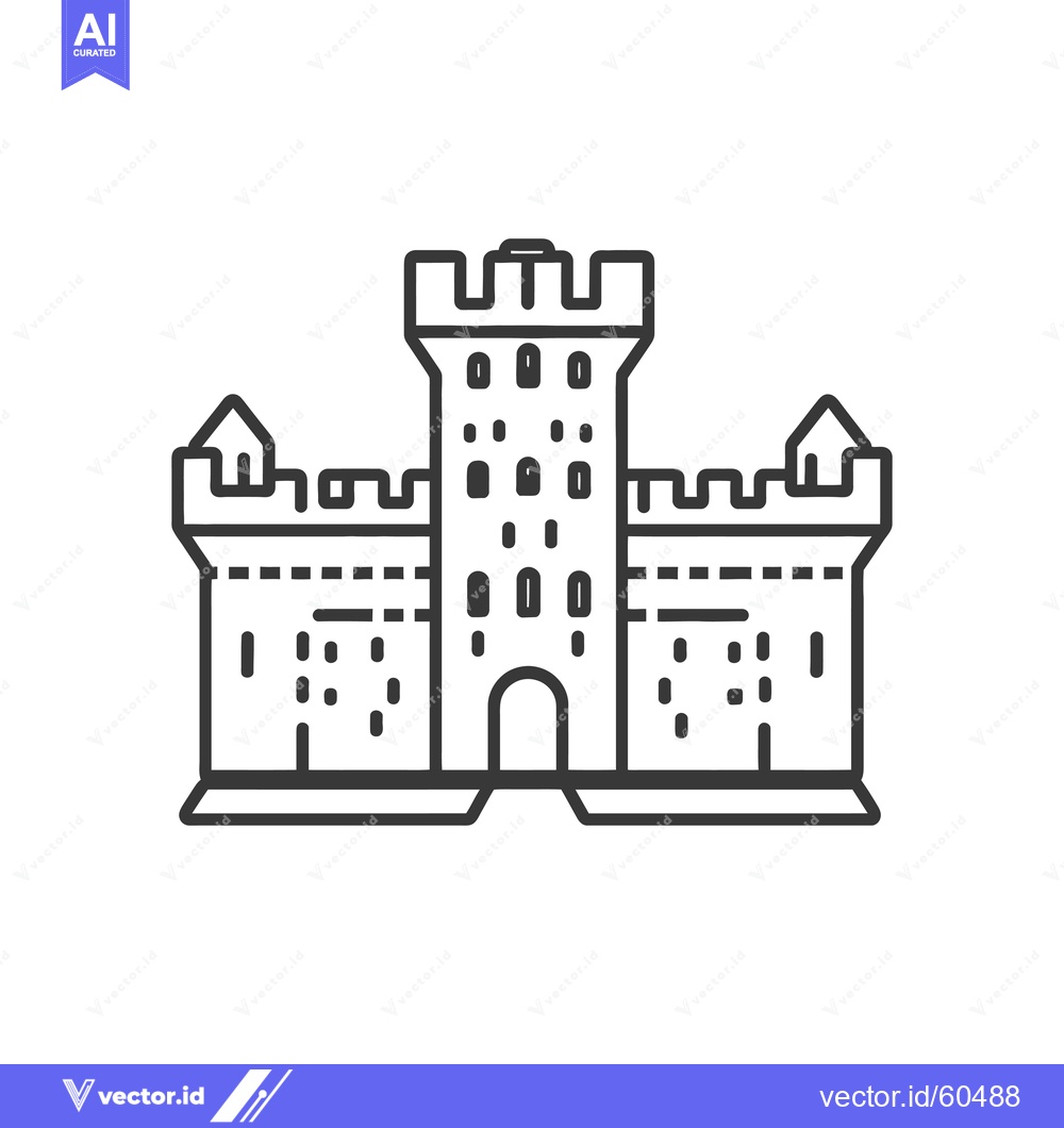 Premium Vector dari A Simple Line Drawing Of A Medieval Castle