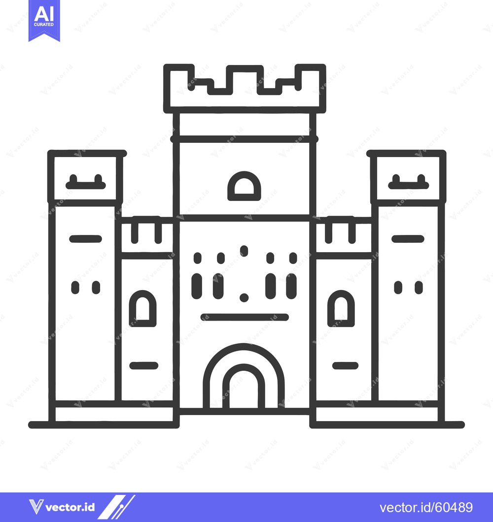 Premium Vector dari A Simple Line Drawing of a Medieval Castle