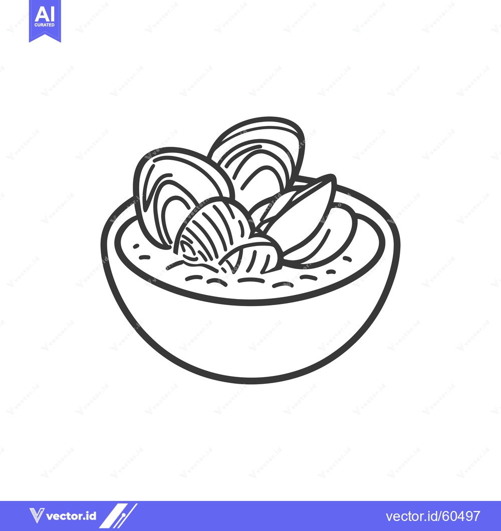 Premium Vector of Bowl of Clam Chowder with Fresh Clams