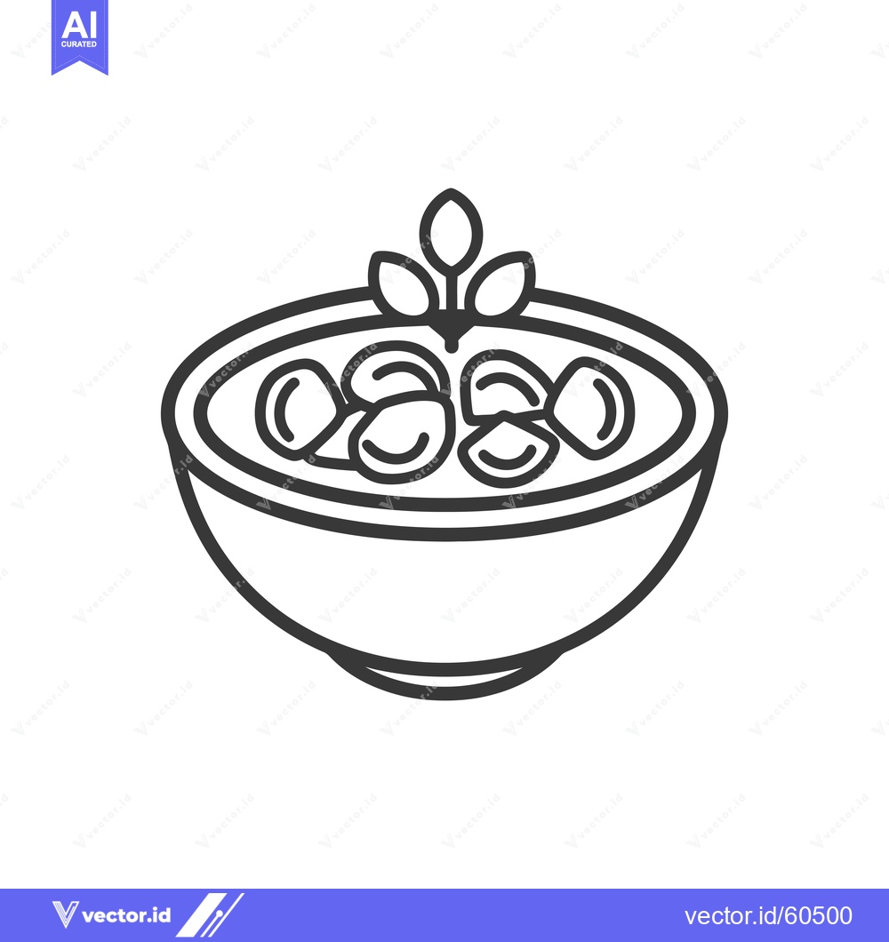 Premium Vector dari A bowl of soup with vegetable garnish