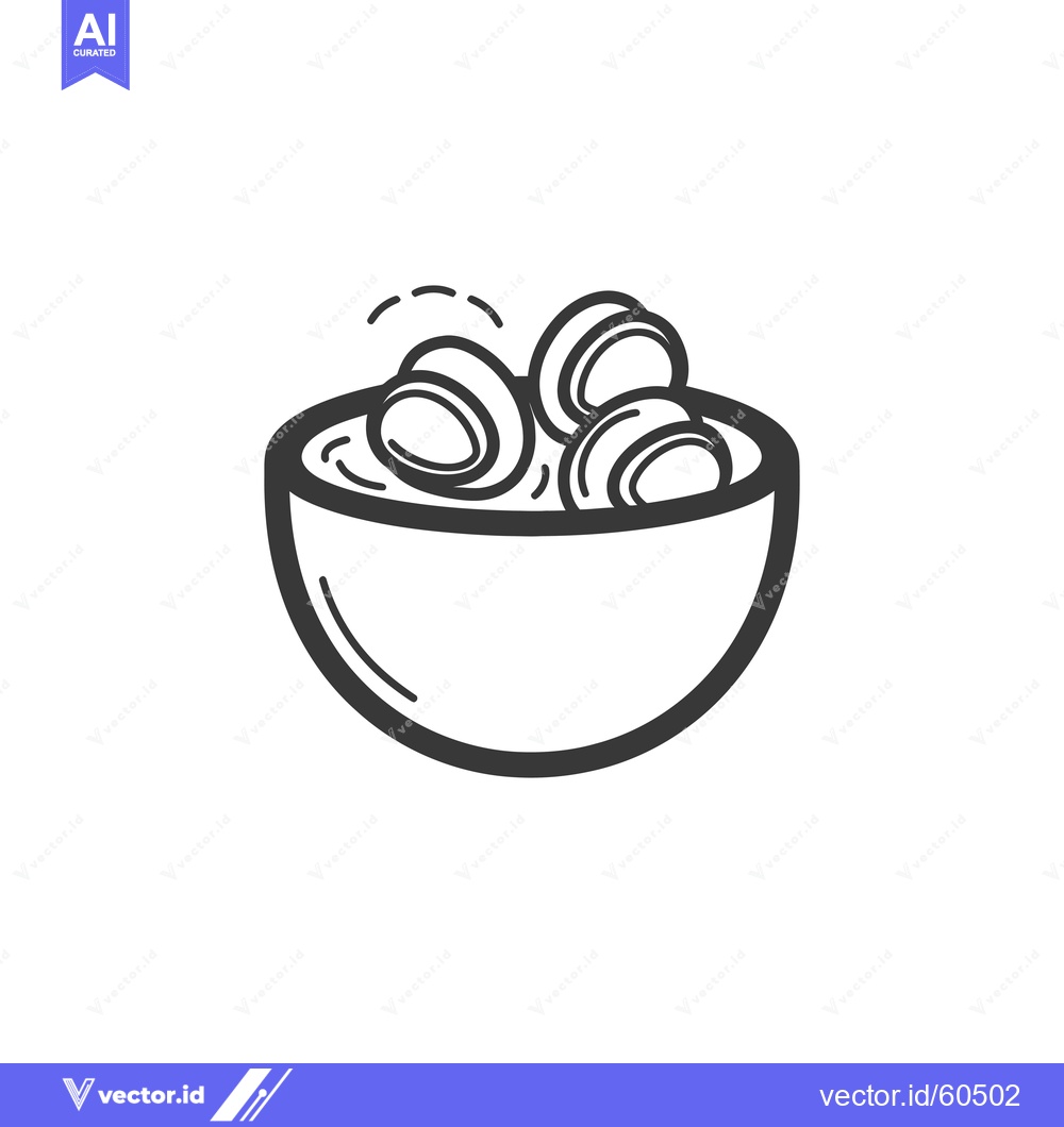 Premium Vector of Three Mushrooms In A Simple Bowl Of Soup