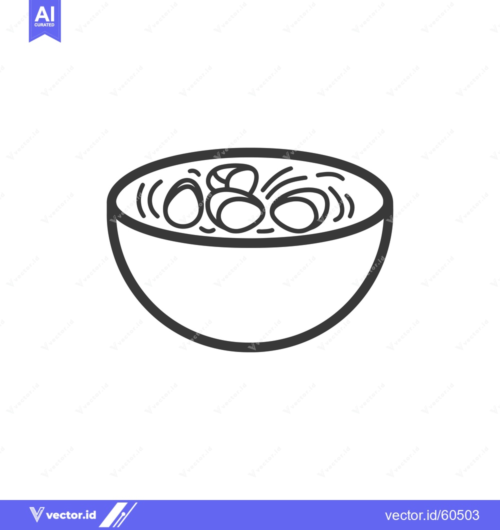 Premium Vector dari A Simple Line Drawing Of A Bowl Of Soup