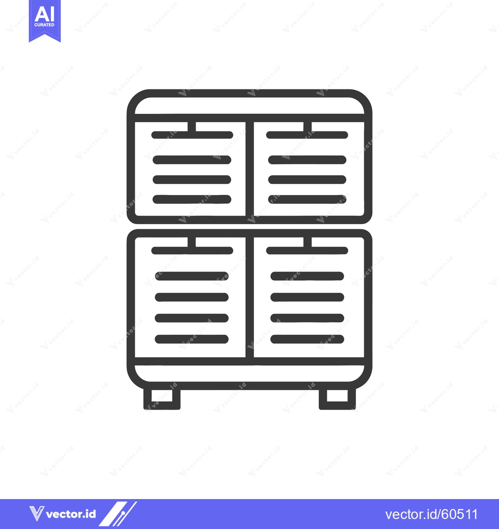 Premium Vector of A Line Drawing Of A Four Sectioned Cabinet