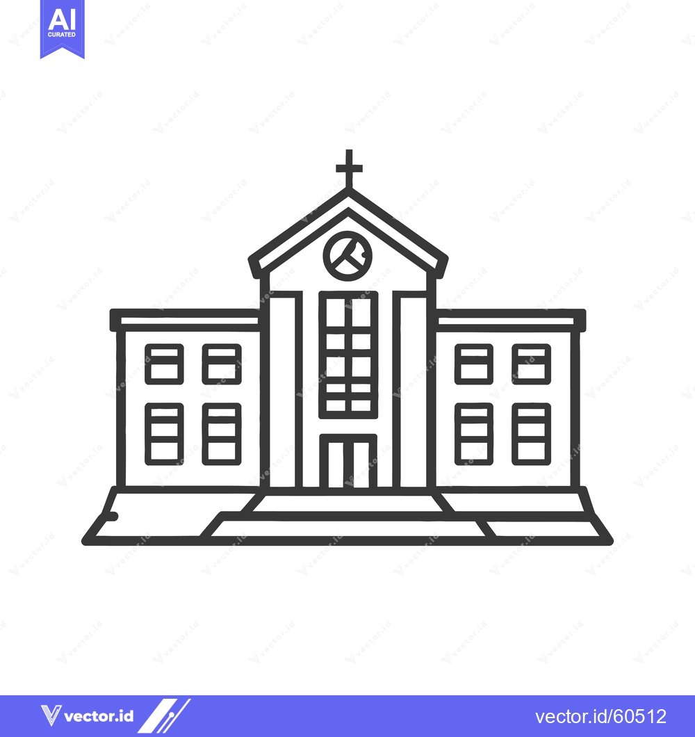 Premium Vector of Line drawing of a church building with a cross
