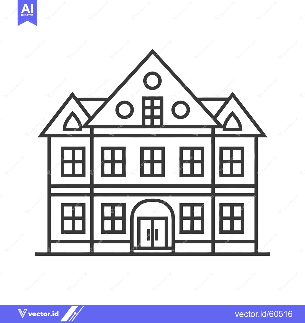 Premium Vector of A Line Drawing of a Large Classic House