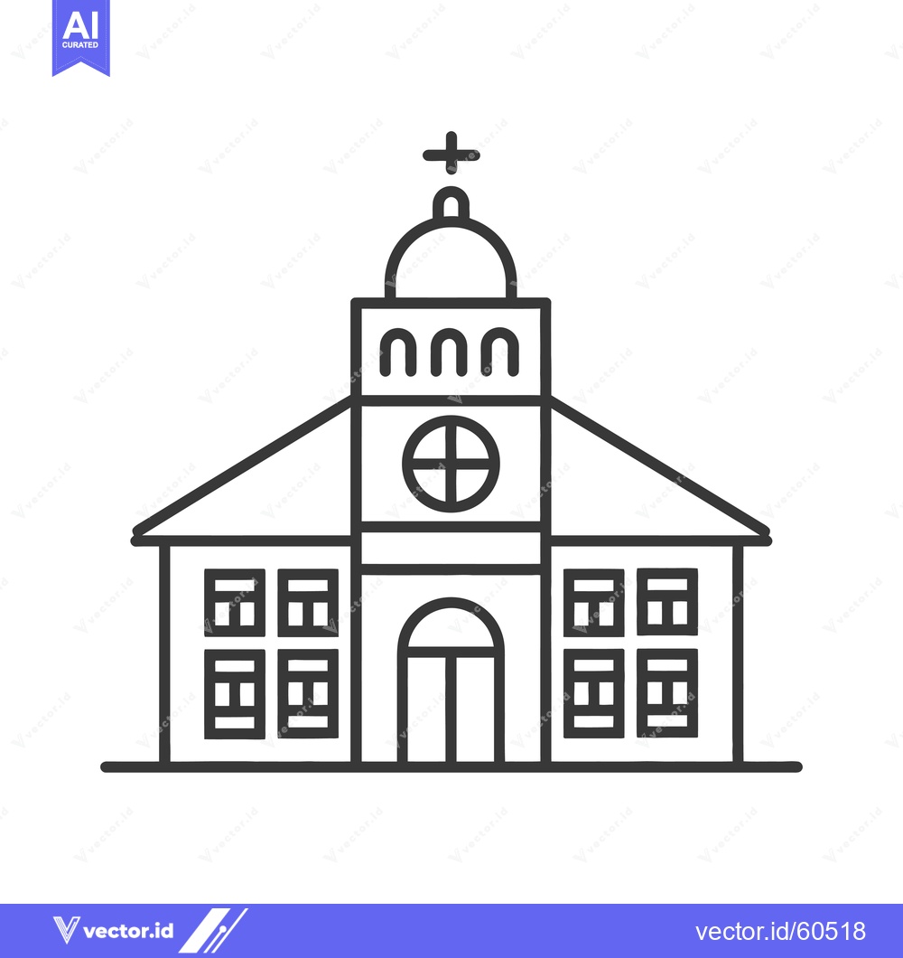 Premium Vector dari Simple Line Drawing Of A Church Building