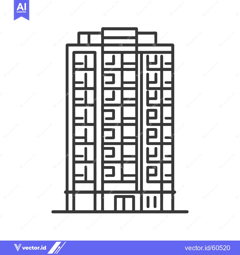 Premium Vector dari Modern apartment building architectural line drawing illustration