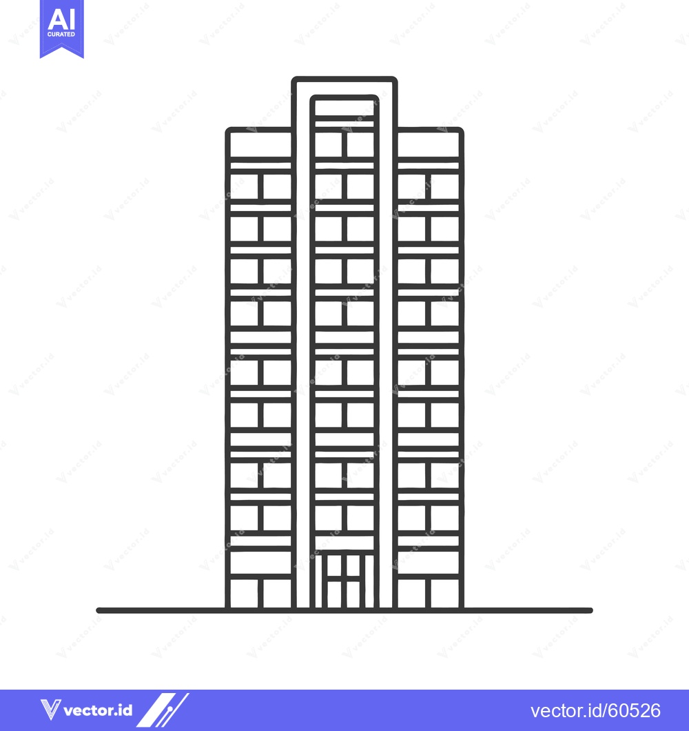 Premium Vector dari Simple Line Drawing Of A Modern Apartment Building