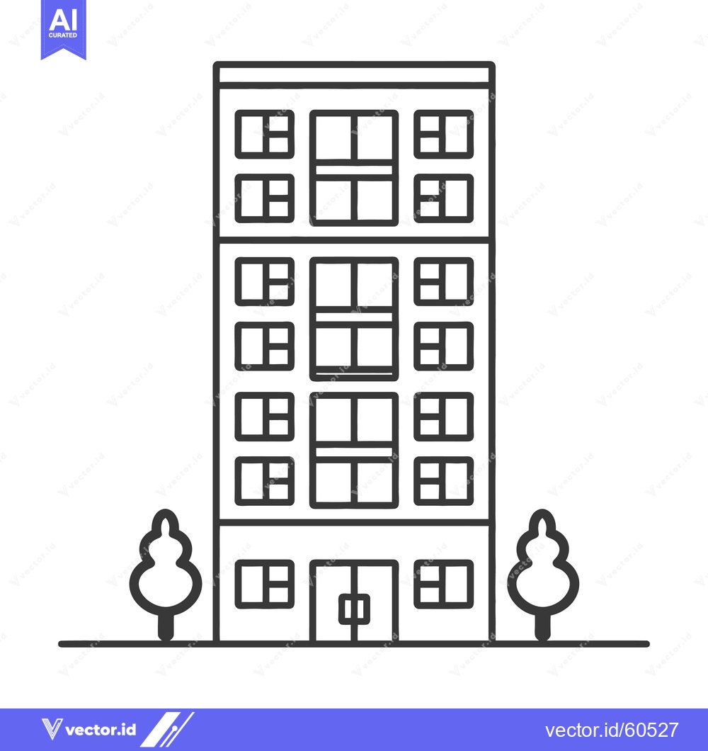 Premium Vector dari Apartment Building Illustration with Trees