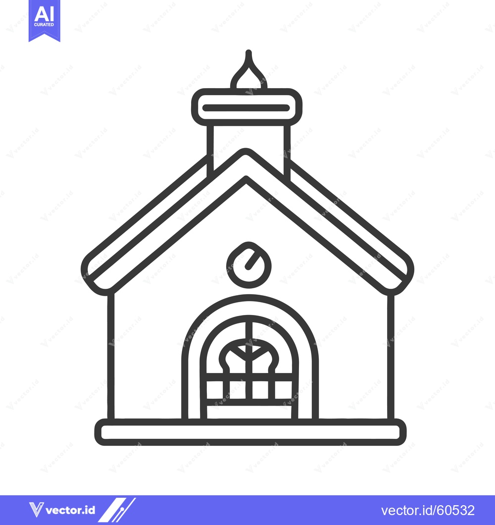 Premium Vector of Simple Line Drawing of a Small Church Building