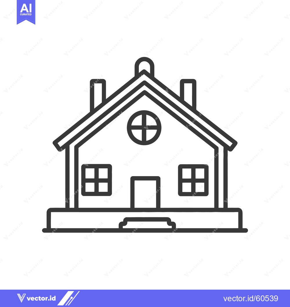 Premium Vector of A Simple Line Drawing Of A House With A Roof