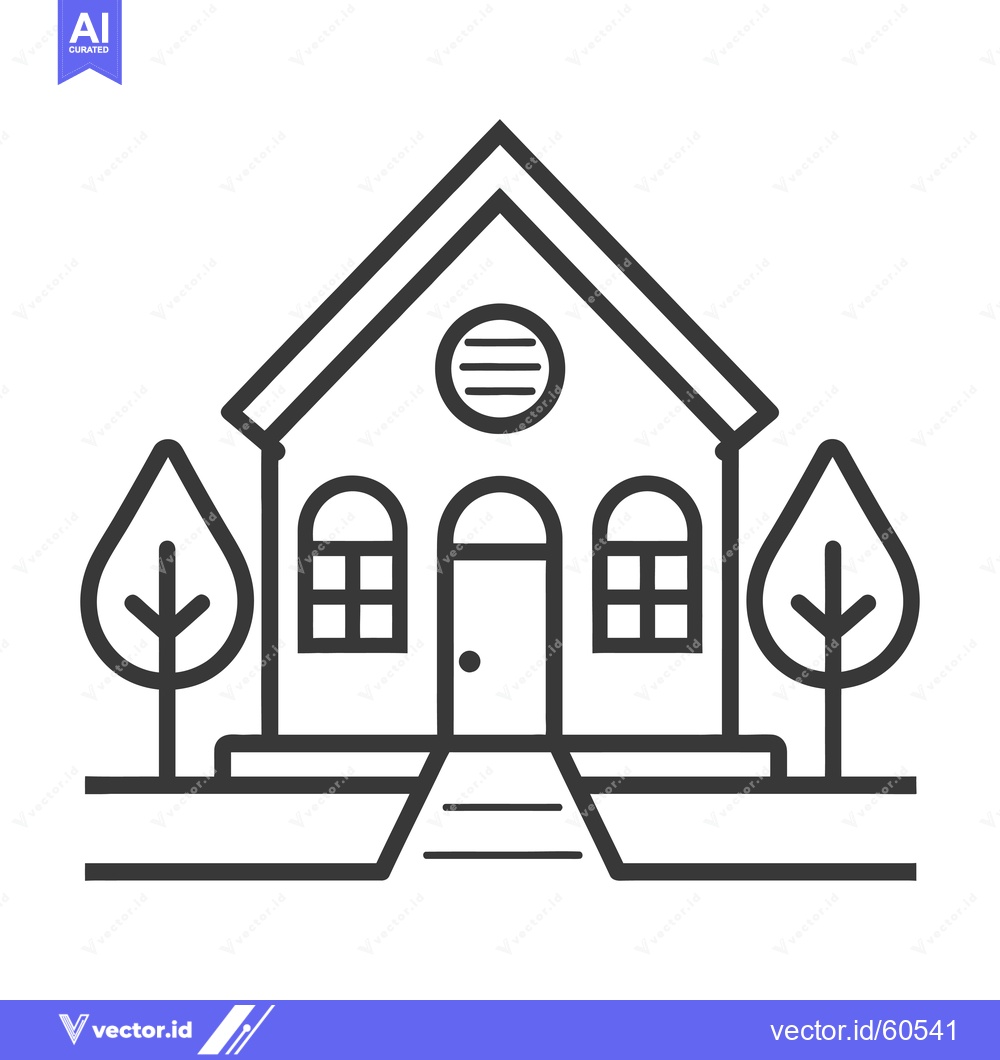 Premium Vector dari Simple House Design with Trees and Steps