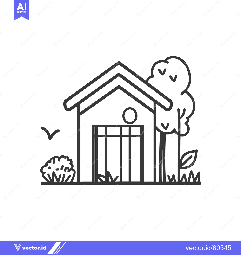 Premium Vector dari Simple Line Drawing Of A House And Tree