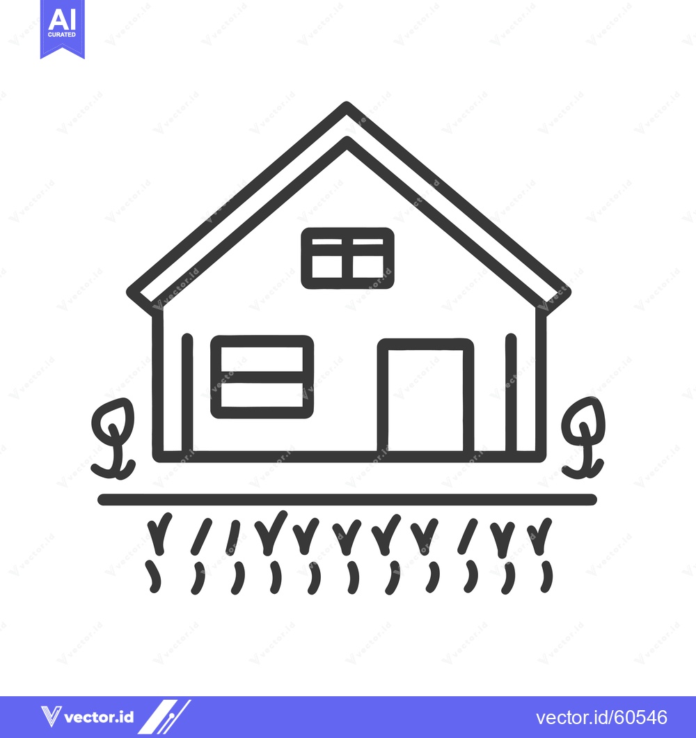 Premium Vector dari Simple House Line Drawing With Small Plants