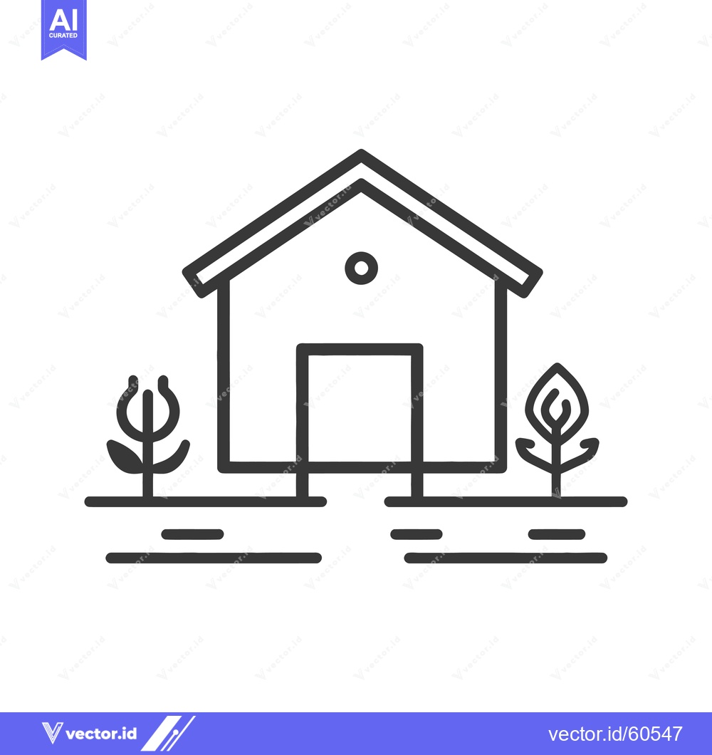 Premium Vector dari Simple Line Drawing Of A House And Plants